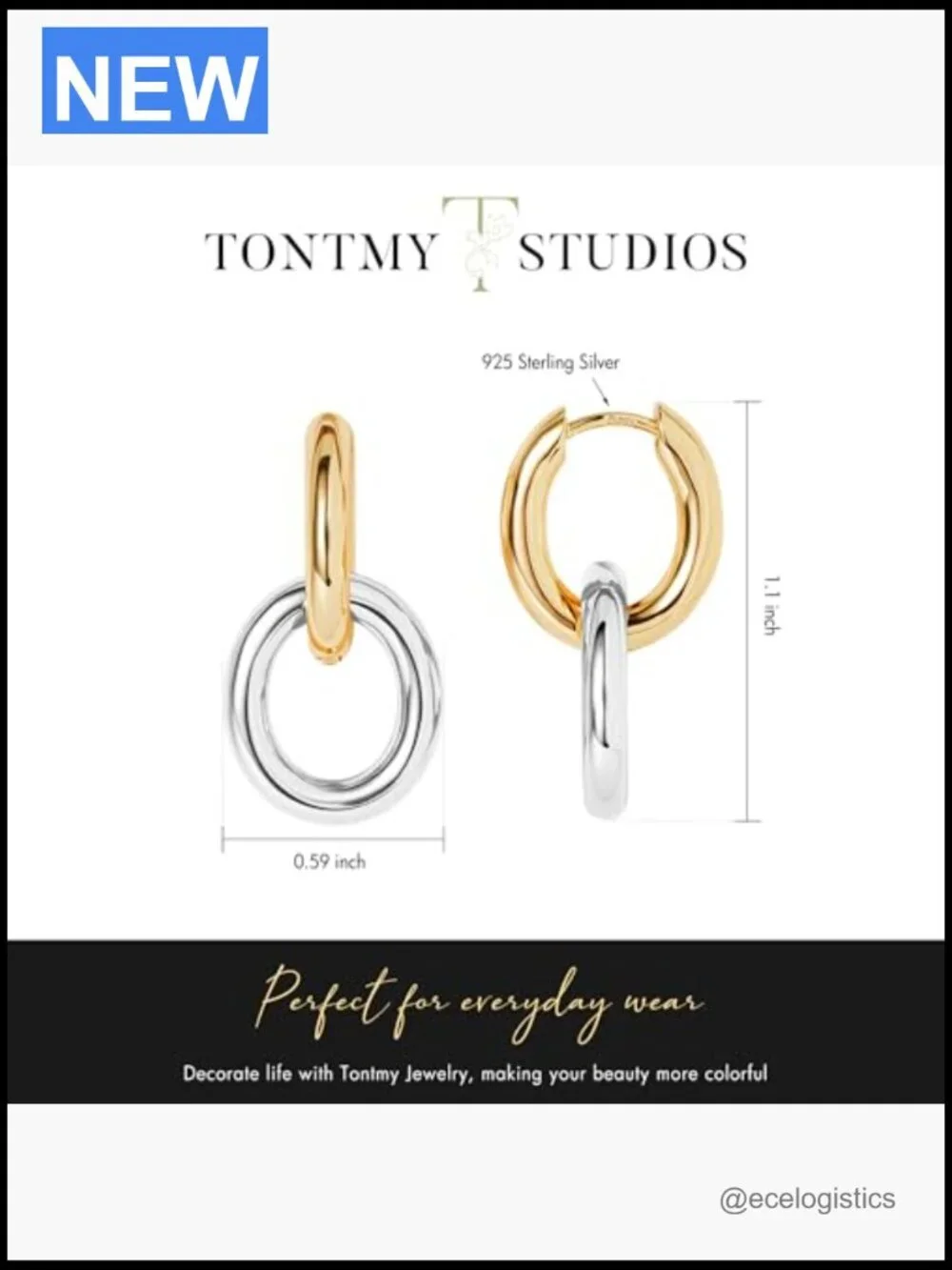 14K Gold Plated Dangle Drop Hoop Earrings for Women